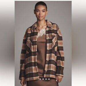 🎄🔥🎄 Anthropologie Avec Les Filles Oversized Plaid Wool Blend Shacket, NWT, XL